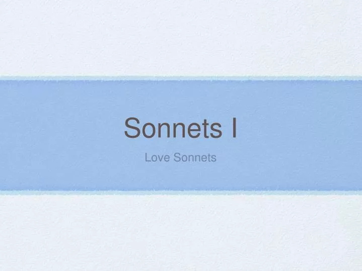 sonnets i