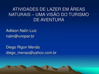 atividades de lazer em reas naturais uma vis o do turismo de aventura