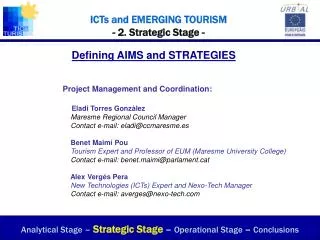 ICTs and EMERGING TOURISM - 2. Strategic Stage -