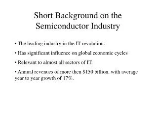 Short Background on the Semiconductor Industry
