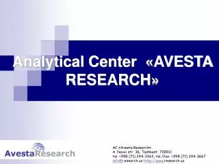 Analytical Center « AVESTA RESEARCH »