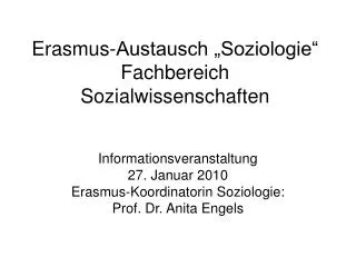 Erasmus-Austausch „Soziologie“ Fachbereich Sozialwissenschaften