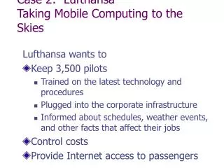 Case 2: Lufthansa Taking Mobile Computing to the Skies