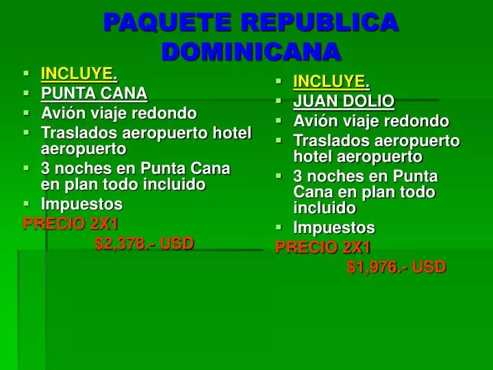 paquete republica dominicana