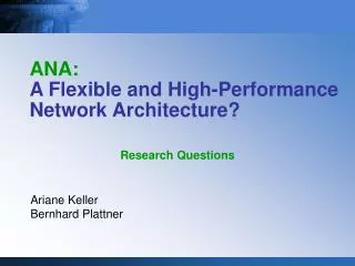 ANA: A Flexible and High-Performance Network Architecture?