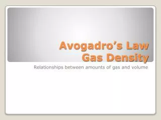 avogadro s law gas density