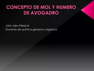 concepto de mol y numero de avogadro
