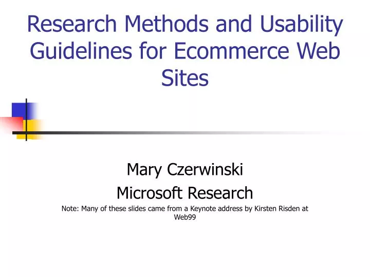 research methods and usability guidelines for ecommerce web sites