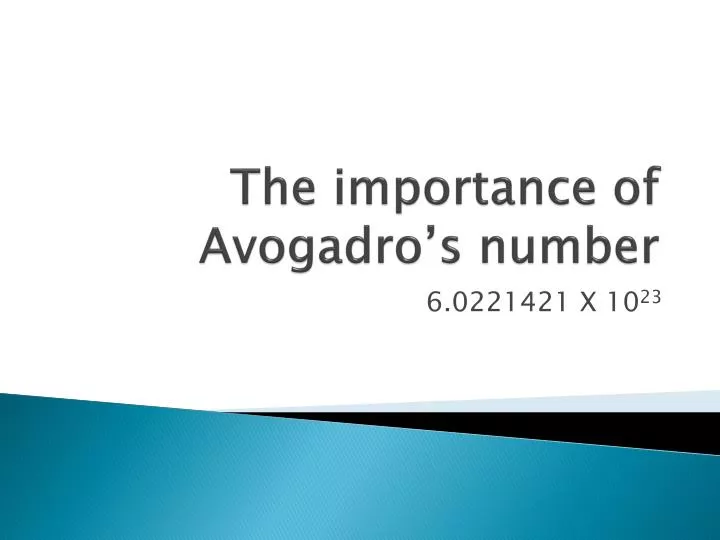 the importance of avogadro s number