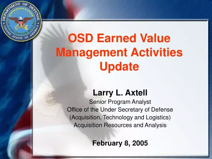osd earned value management activities update