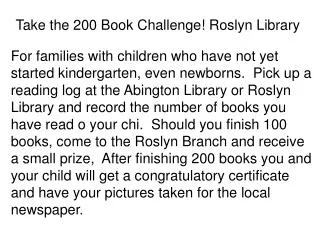 Take the 200 Book Challenge! Roslyn Library