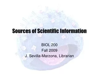 Sources of Scientific Information