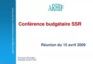 conf rence budg taire ssr r union du 15 avril 2009