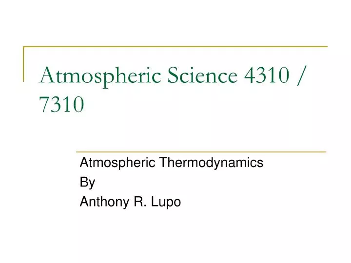 atmospheric science 4310 7310