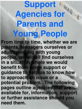 Support Agencies for Parents and Young People