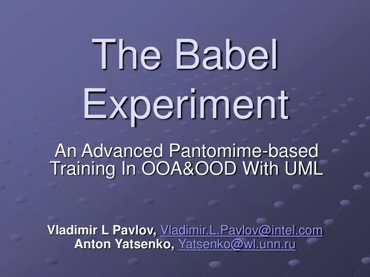 the babel experiment