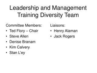 Leadership and Management Training Diversity Team