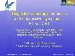Unguided e-therapy for adults with depressive symptoms: IPT vs. CBT
