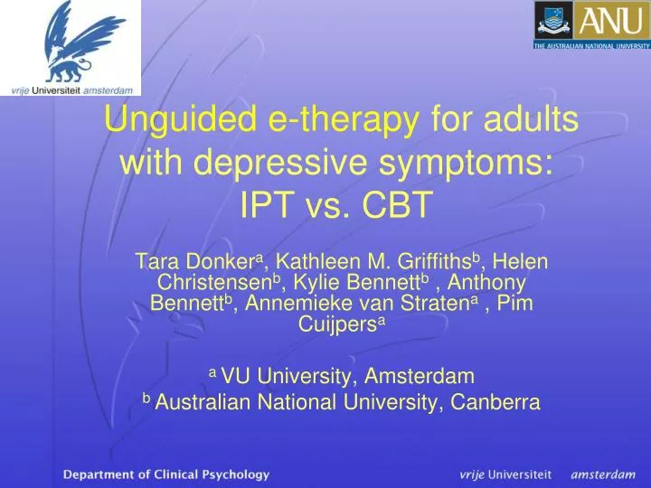 unguided e therapy for adults with depressive symptoms ipt vs cbt