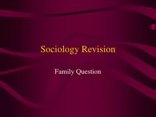 Sociology Revision