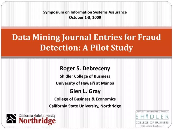 data mining journal entries for fraud detection a pilot study