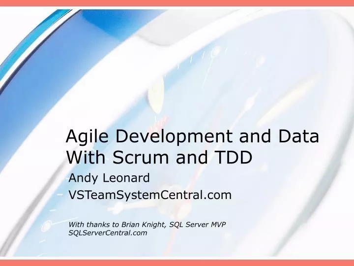 agile development and data with scrum and tdd