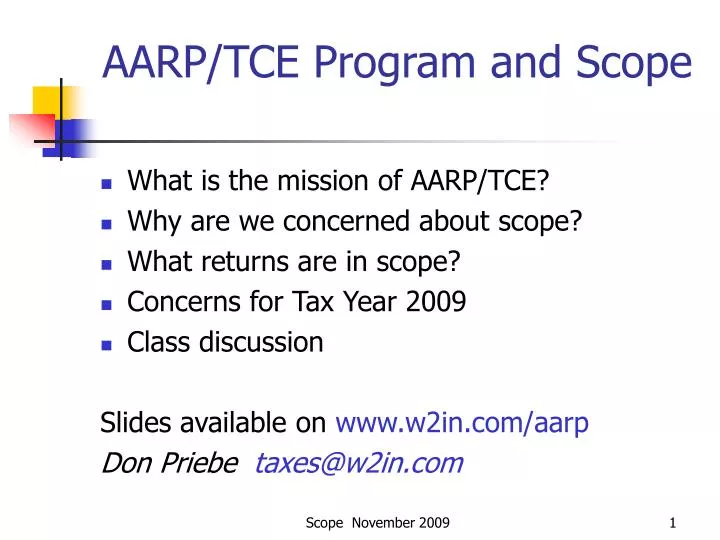aarp tce program and scope
