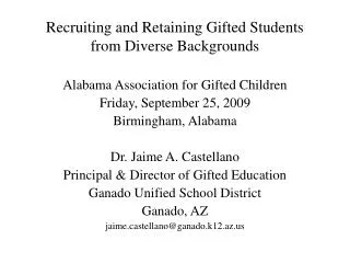 Recruiting and Retaining Gifted Students from Diverse Backgrounds