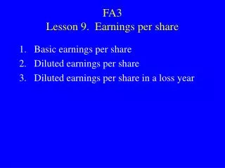 FA3 Lesson 9. Earnings per share