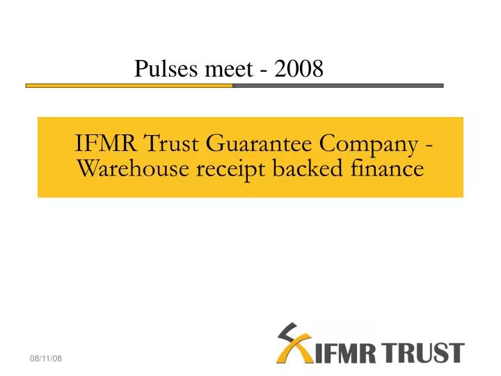 ifmr trust guarantee company warehouse receipt backed finance
