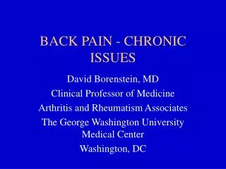 BACK PAIN - CHRONIC ISSUES