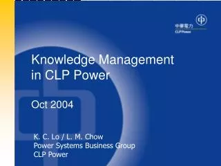 K. C. Lo / L. M. Chow Power Systems Business Group CLP Power