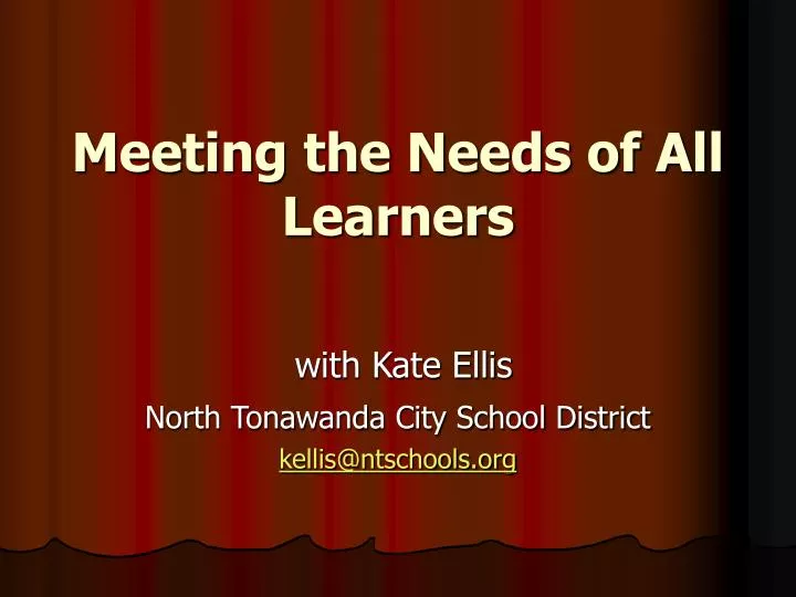 meeting the needs of all learners