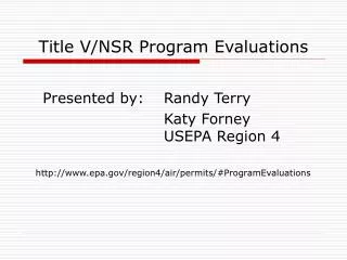 Title V/NSR Program Evaluations
