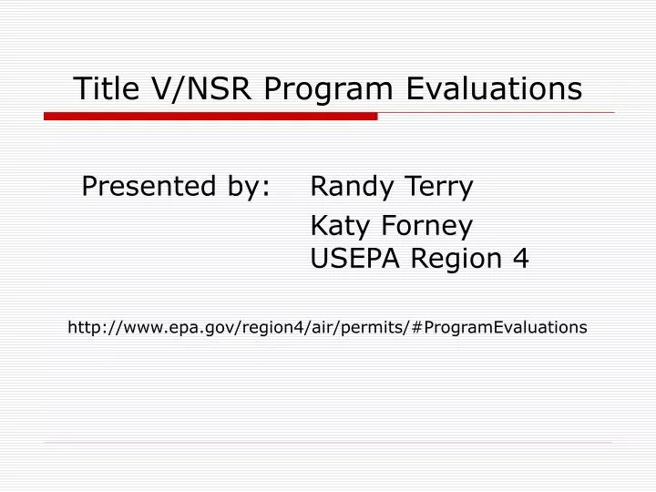 title v nsr program evaluations