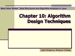 Chapter 10: Algorithm Design Techniques