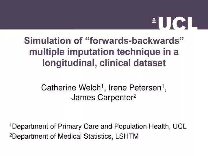 simulation of forwards backwards multiple imputation technique in a longitudinal clinical dataset