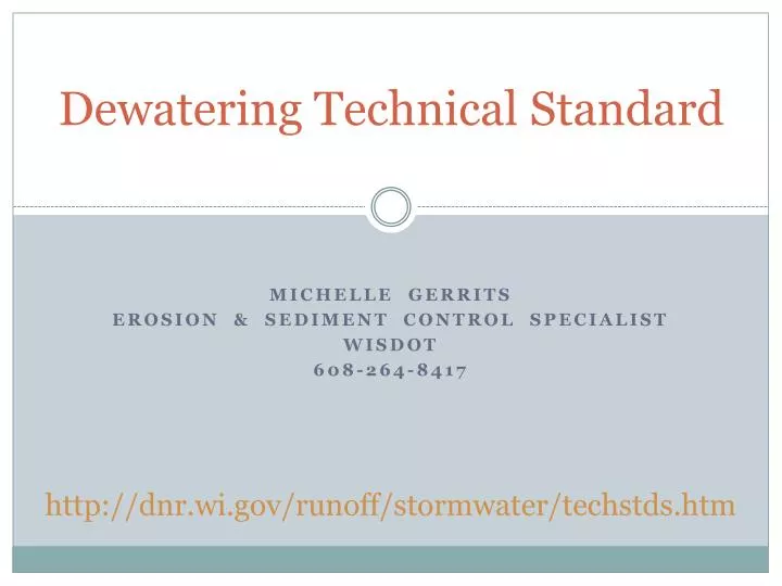 dewatering technical standard
