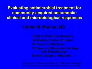 Evaluating antimicrobial treatment for community-acquired pneumonia: clinical and microbiological responses