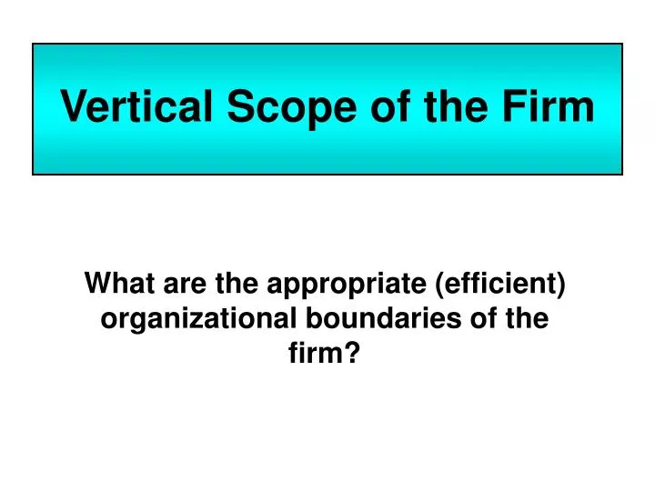 vertical scope of the firm