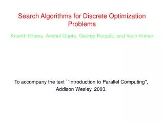 Search Algorithms for Discrete Optimization Problems