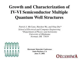 Growth and Characterization of IV-VI Semiconductor Multiple Quantum Well Structures