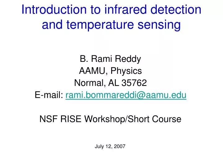 introduction to infrared detection and temperature sensing