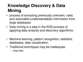 Knowledge Discovery &amp; Data Mining