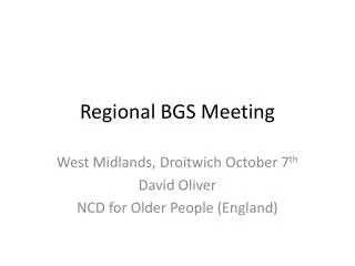 Regional BGS Meeting