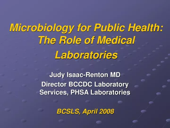 microbiology for public health the role of medical laboratories