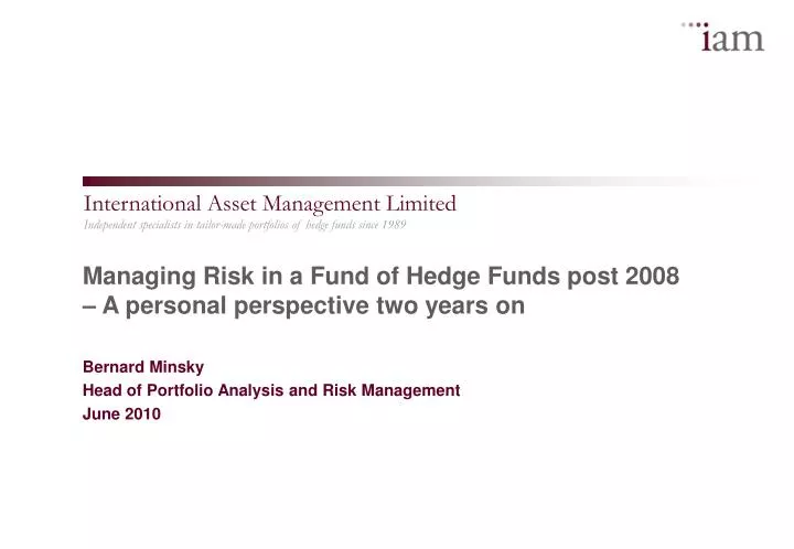 managing risk in a fund of hedge funds post 2008 a personal perspective two years on