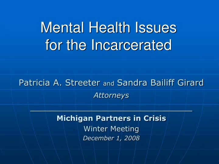 mental health issues for the incarcerated