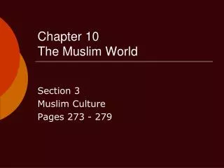 Chapter 10 The Muslim World