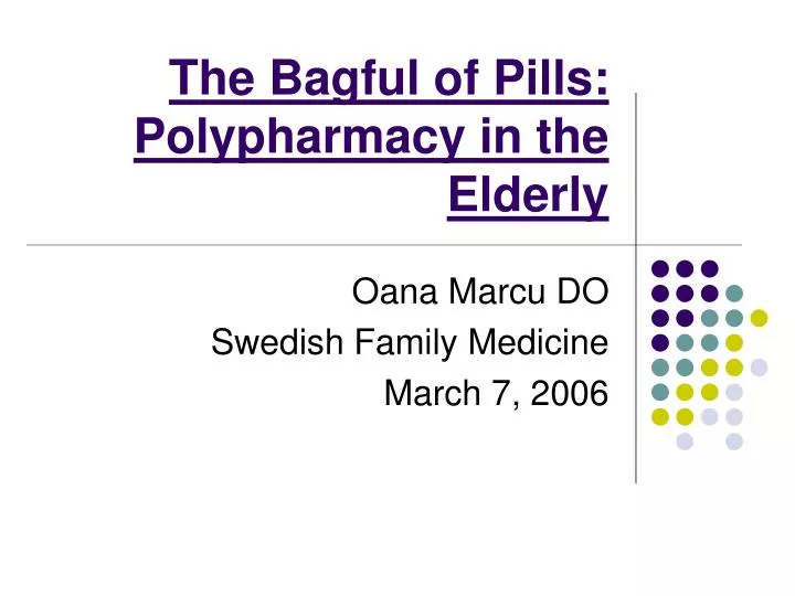 the bagful of pills polypharmacy in the elderly